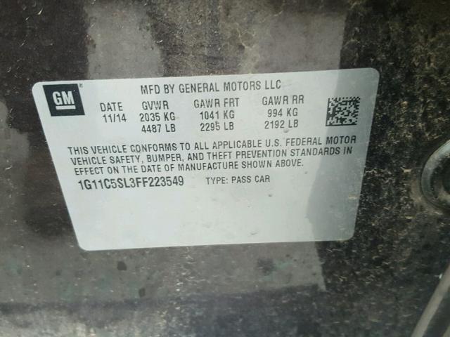 1G11C5SL3FF223549 - 2015 CHEVROLET MALIBU 1LT MAROON photo 10