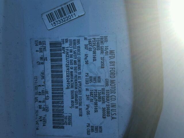 1FMZU73E92ZB24936 - 2002 FORD EXPLORER X WHITE photo 10