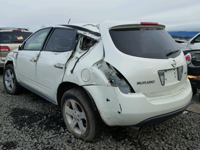 JN8AZ08W95W422201 - 2005 NISSAN MURANO SL WHITE photo 3