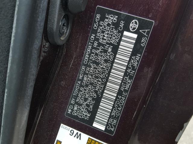 JTKDE167290281687 - 2009 TOYOTA SCION TC 紫色 照片 10