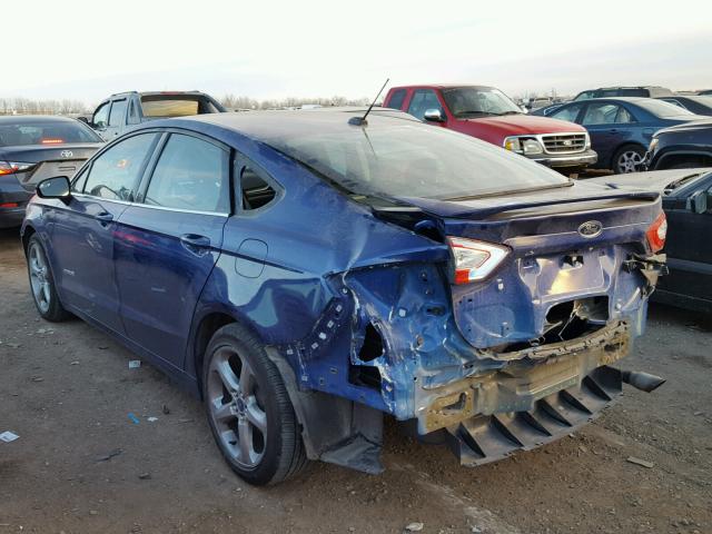 3FA6P0LU0DR103936 - 2013 FORD FUSION SE BLUE photo 3