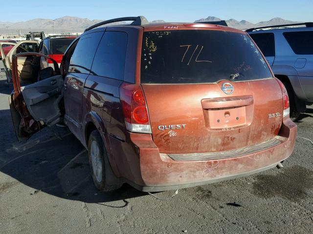 5N1BV28U65N122431 - 2005 NISSAN QUEST S ORANGE photo 3