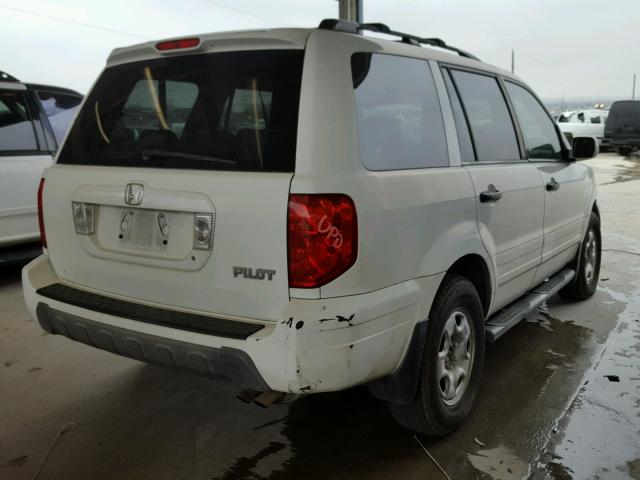 5FNYF18525B030830 - 2005 HONDA PILOT EXL WHITE photo 4