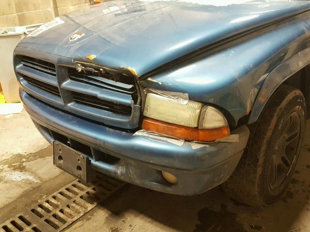 1B7GL32Z62S525283 - 2002 DODGE DAKOTA SPO BLUE photo 9