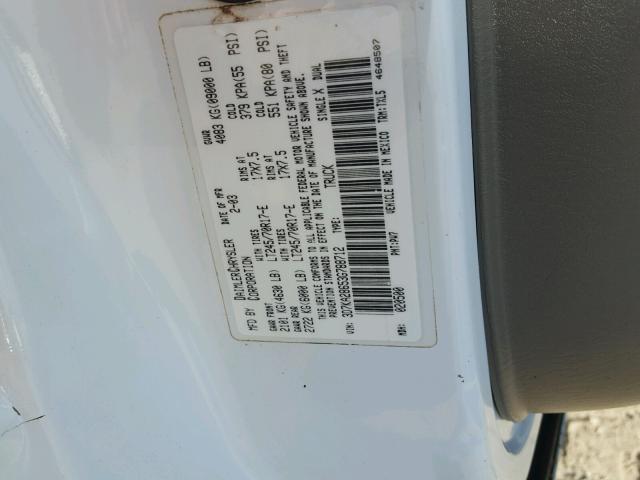 3D7KA28653G788712 - 2003 DODGE RAM 2500 S WHITE photo 10