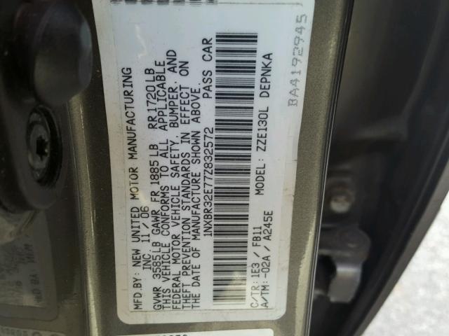 1NXBR32E77Z832572 - 2007 TOYOTA COROLLA CE GRAY photo 10