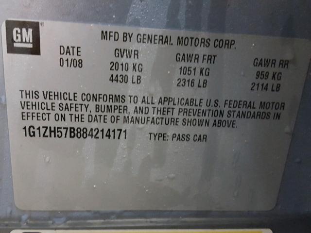 1G1ZH57B884214171 - 2008 CHEVROLET MALIBU 1LT 蓝色 照片 10