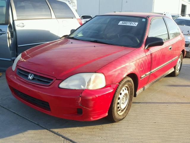 2HGEJ6326YH105427 - 2000 HONDA CIVIC CX RED photo 2