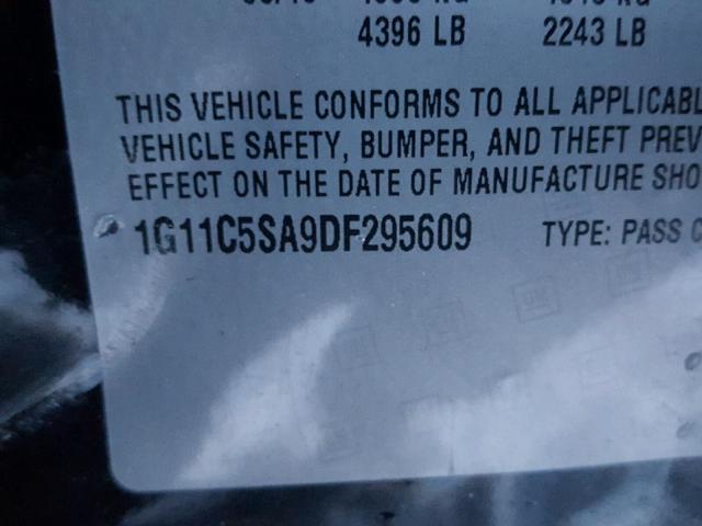 1G11C5SA9DF295609 - 2013 CHEVROLET MALIBU 1LT 黑色 照片 10