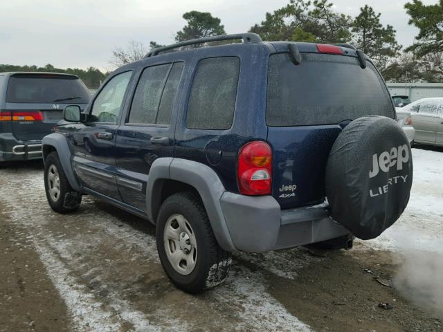1J4GL48K63W525644 - 2003 JEEP LIBERTY SP BLUE photo 3