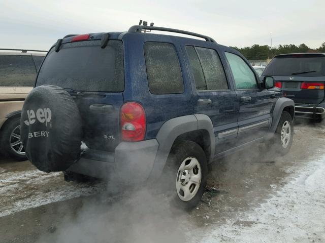 1J4GL48K63W525644 - 2003 JEEP LIBERTY SP BLUE photo 4