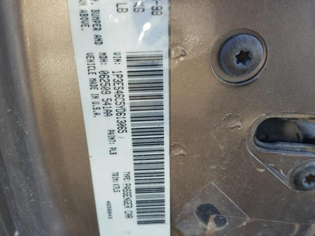 1P3ES46C5YD613065 - 2000 PLYMOUTH NEON BASE 金色 照片 10