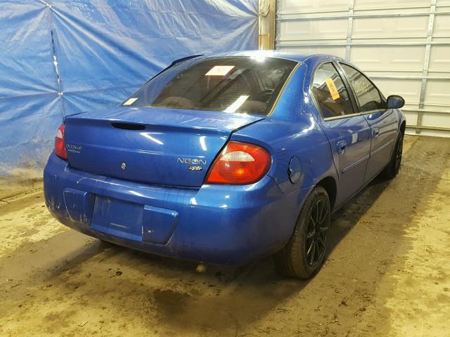 1B3ES56C64D584368 - 2004 DODGE NEON SXT BLUE photo 4