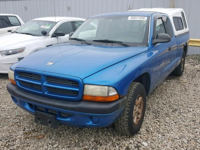 1B7GL22X31S214014 - 2001 DODGE DAKOTA BLUE photo 2