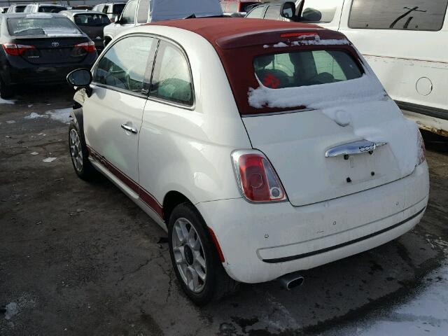 3C3CFFDR4CT174608 - 2012 FIAT 500 POP WHITE photo 3