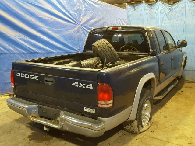 1B7GG2AN3YS641157 - 2000 DODGE DAKOTA QUA BLUE photo 4