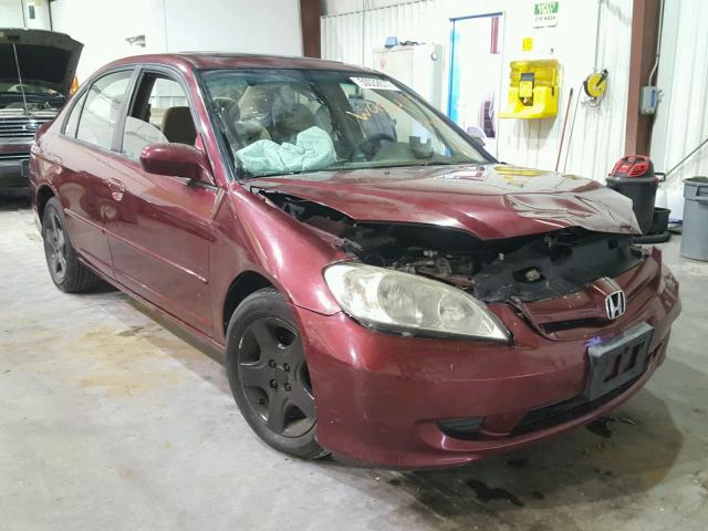 2HGES267X5H543943 - 2005 HONDA CIVIC EX MAROON photo 1