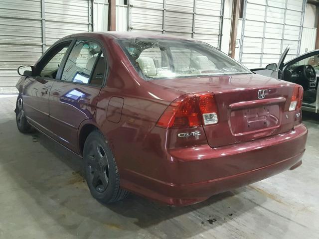 2HGES267X5H543943 - 2005 HONDA CIVIC EX MAROON photo 3