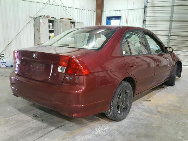 2HGES267X5H543943 - 2005 HONDA CIVIC EX MAROON photo 4