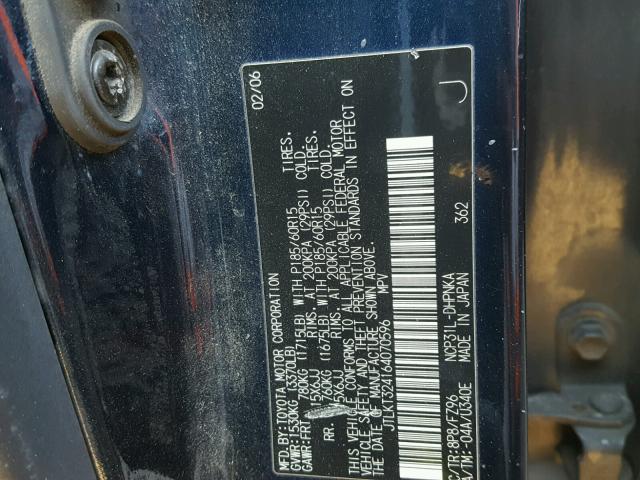 JTLKT324164070596 - 2006 TOYOTA SCION XB BLUE photo 10