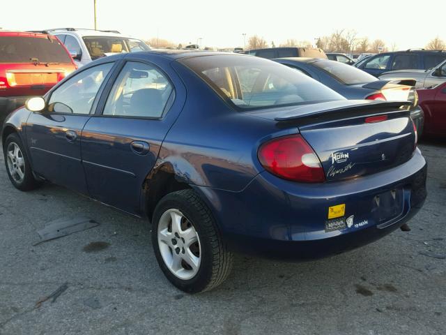 1P3ES46C0YD827851 - 2000 PLYMOUTH NEON BASE BLUE photo 3