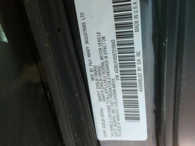 4S3BL616597215643 - 2009 SUBARU LEGACY 2.5 BLUE photo 10