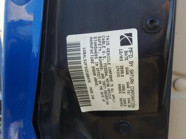 1G8AL52F34Z160475 - 2004 SATURN ION LEVEL BLUE photo 10