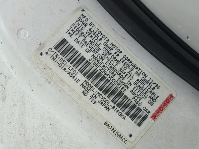 JT8BF22G4V0026183 - 1997 LEXUS ES 300 WHITE photo 10