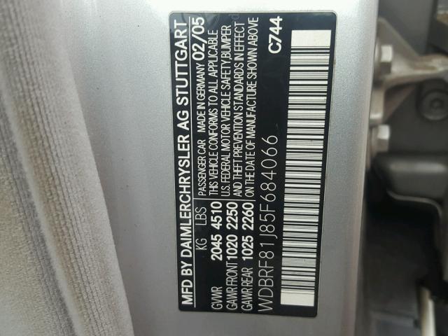 WDBRF81J85F684066 - 2005 MERCEDES-BENZ C 240 4MAT SILVER photo 10