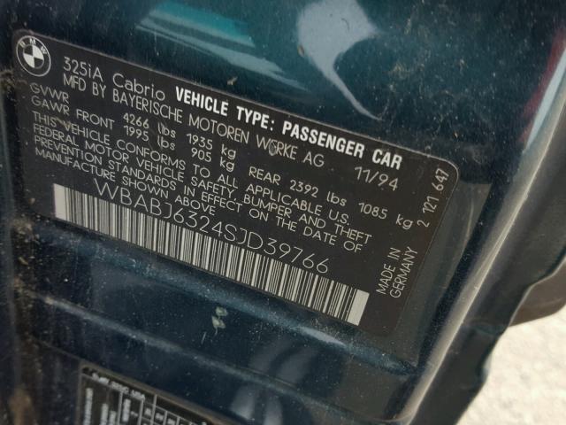 WBABJ6324SJD39766 - 1995 BMW 325 IC AUT GREEN photo 10