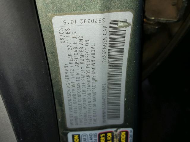 WVWWH63B64E089682 - 2004 VOLKSWAGEN PASSAT GLX SILVER photo 10