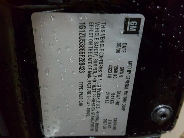 1G1ZU53866F288423 - 2006 CHEVROLET MALIBU LTZ 黑色 照片 10