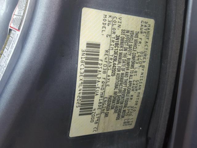 3N1BC13EX9L442025 - 2009 NISSAN VERSA S SILVER photo 10