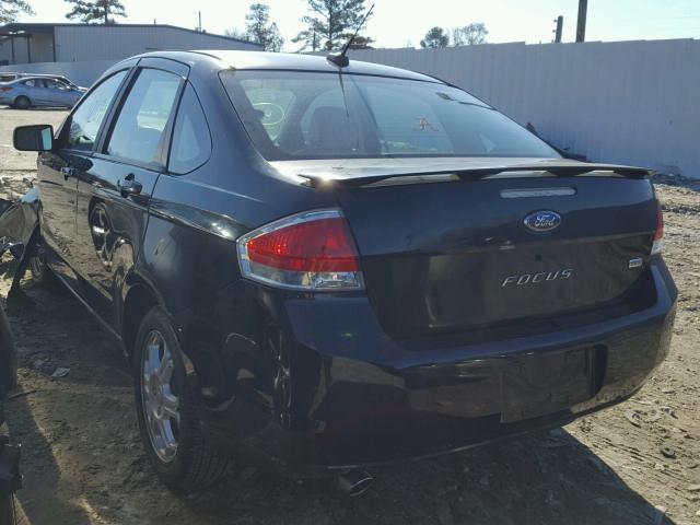 1FAHP35N78W223414 - 2008 FORD FOCUS SE BLACK photo 3