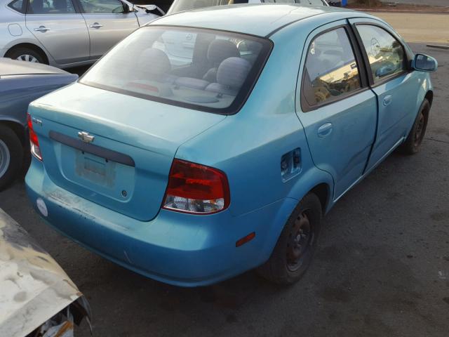 KL1TD52645B391561 - 2005 CHEVROLET AVEO BASE TEAL photo 4