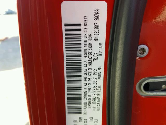 1D3HV13T49J513217 - 2009 DODGE RAM 1500 RED photo 10