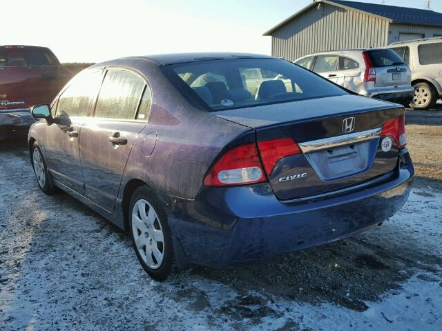 2HGFA16579H514826 - 2009 HONDA CIVIC LX BLUE photo 3