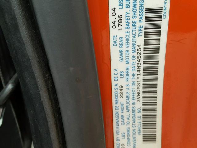 3VWCM31Y14M345254 - 2004 VOLKSWAGEN NEW BEETLE 橙色 照片 10