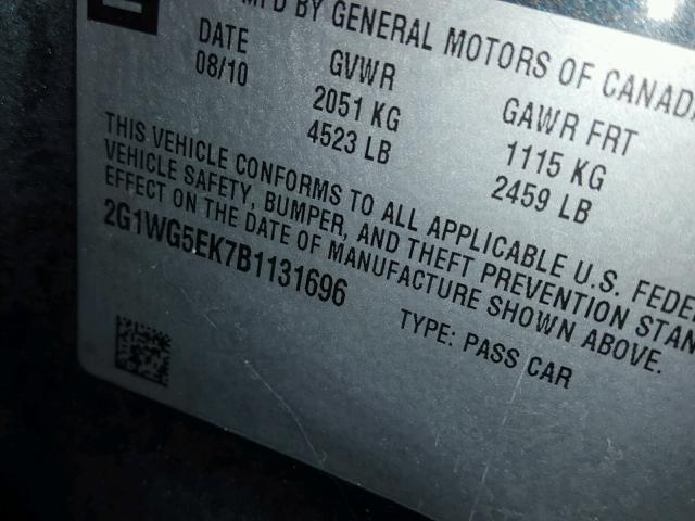 2G1WG5EK7B1131696 - 2011 CHEVROLET IMPALA LT Сірий фото 10