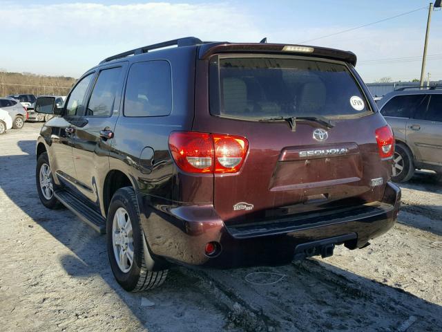 5TDZY5G13DS044606 - 2013 TOYOTA SEQUOIA SR BURGUNDY photo 3