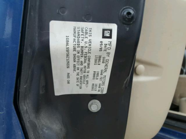 1G8AL55F56Z129226 - 2006 SATURN ION LEVEL BLUE photo 10