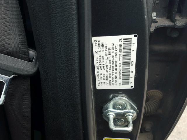 1HGCP26859A079918 - 2009 HONDA ACCORD EXL GRAY photo 10