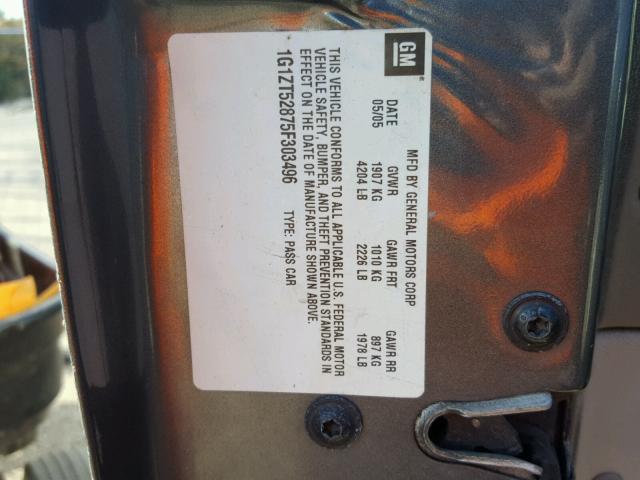 1G1ZT52875F303496 - 2005 CHEVROLET MALIBU LS Boz foto 10