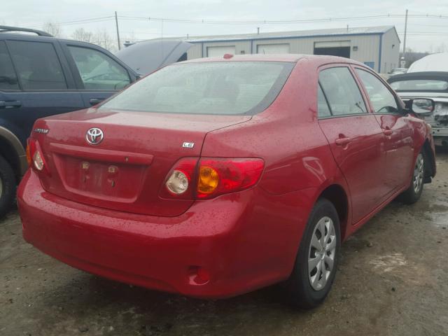 JTDBL40E199061272 - 2009 TOYOTA COROLLA BA RED photo 4