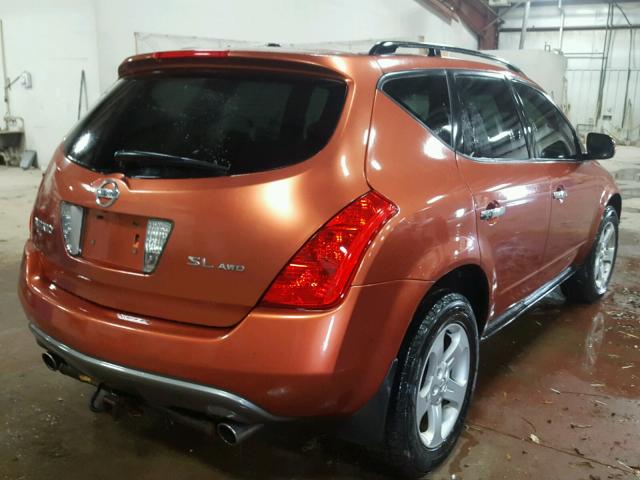 JN8AZ08W85W412470 - 2005 NISSAN MURANO SL ORANGE photo 4