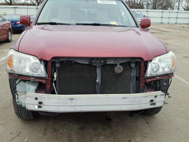 JTEEP21A570230434 - 2007 TOYOTA HIGHLANDER MAROON photo 9