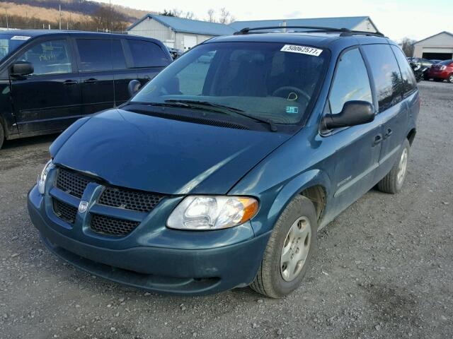 1B4GP25391B152807 - 2001 DODGE CARAVAN SE TURQUOISE photo 2