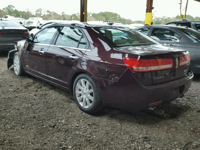 3LNDL2L3XBR776211 - 2011 LINCOLN MKZ HYBRID BURGUNDY photo 3