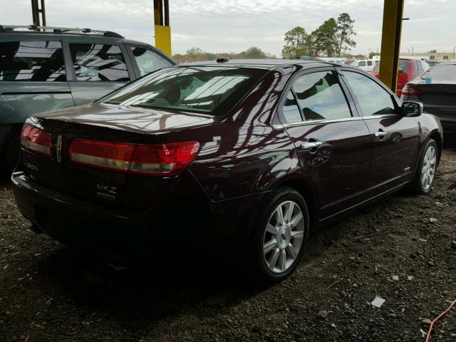 3LNDL2L3XBR776211 - 2011 LINCOLN MKZ HYBRID BURGUNDY photo 4