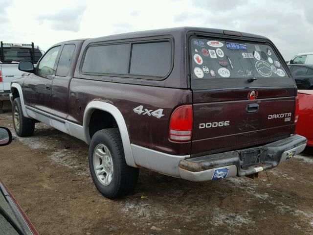 1D7HG42N04S558459 - 2004 DODGE DAKOTA SLT MAROON photo 3